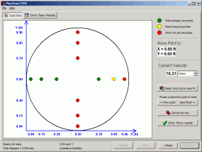 FlowScan software collecting data in circular duct survey mode