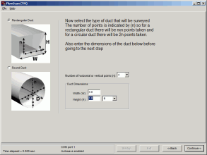 FlowScan software setup duct survey mode